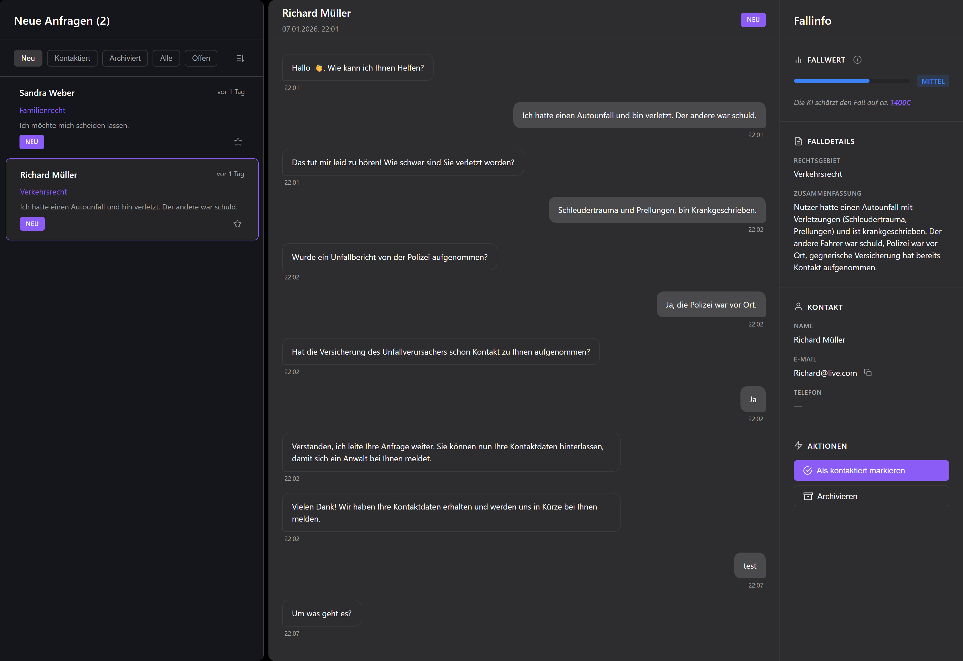 Client Inbox & Lead Dashboard